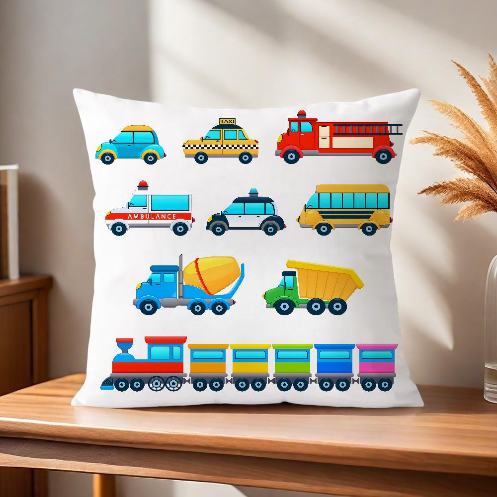 ART Transportation Cars Truck Boat Racing Soft Pillow Case for Sofa Living Room Home Office Decor Protective Covers Without