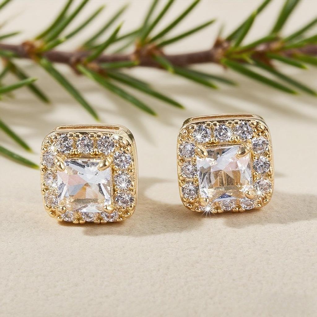 Geometric elegant square earrings for women's wedding engagement party jewelry accessories