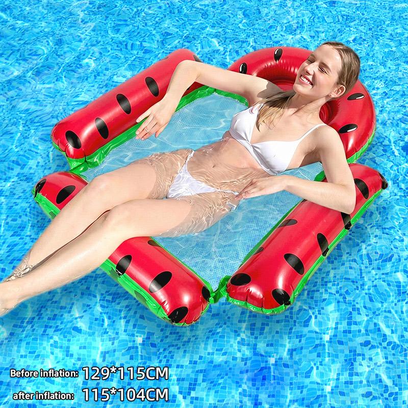 Foldable Fruit Print Floating Water Hammock Lounger Inflatable Pool Float Bed Chair for Summer Home Swimming Pool Lake Beach