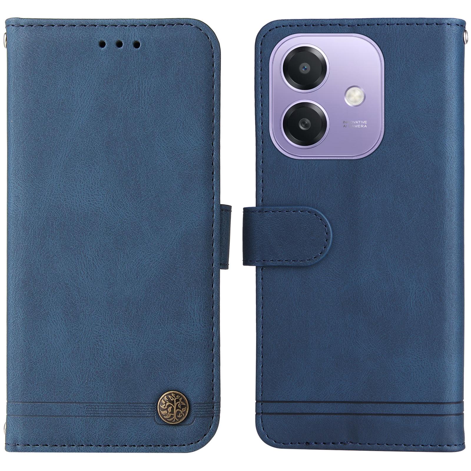 

For Oppo A5x 5G/A3x 4G/A3x 5G (India) Leather Wallet Cases Skin Touch Phone Cover Stand with Strap Blue