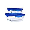 Set of 2 Square Storage Containers - - COOK &; GO - Airtight - 0.8 L and 1.9 L - Glass