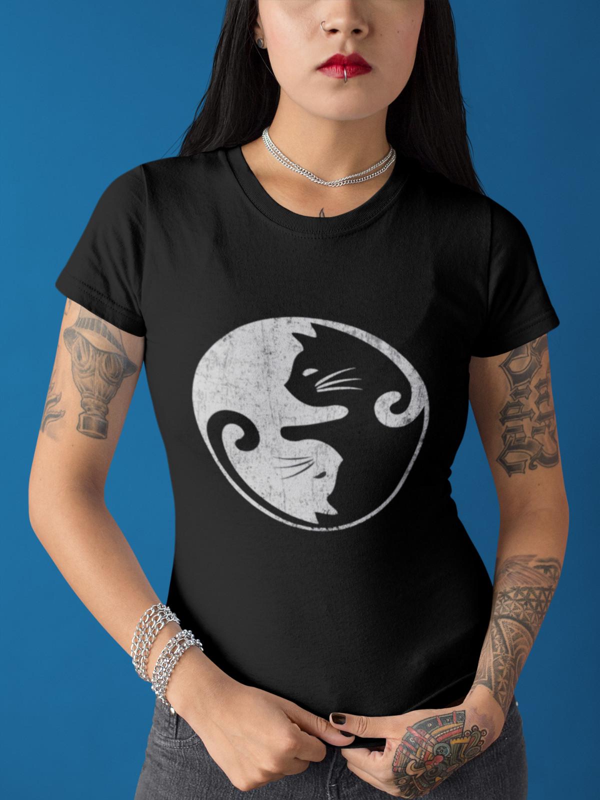 Cats Yin Yang Shirt Cat Lover Pet Pet Organic Women s T-Shirt Mens Womens Tees Top Women M
