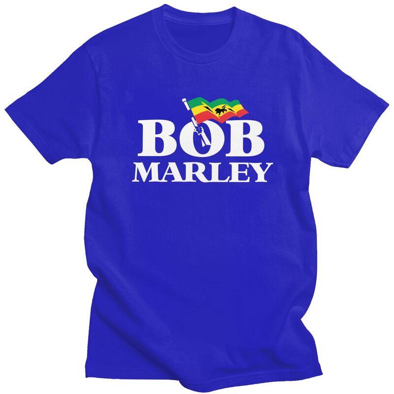 Custom Classic Jamaica Singer Reggae Rock Bob Marley T Shirts Men Short Sleeve Tee Pure Cotton Slim Fit Tshirt Merch