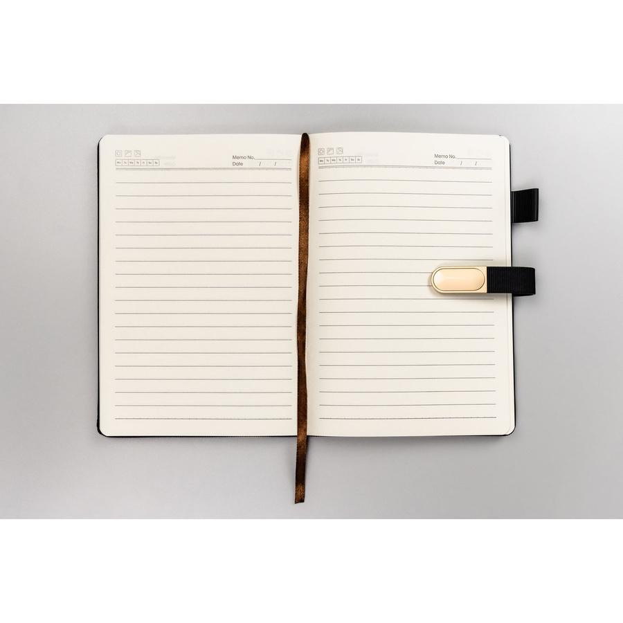 Gift Set: Black, Elegant A5 Lined Notebook and Pen with Black Ink - Peterson