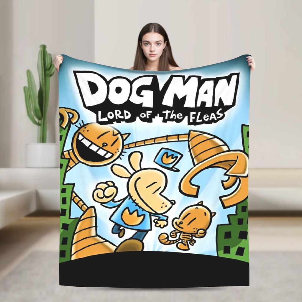 Dog Man Dogman Movie Comic Blankets Cartoon Flannel Awesome Breathable Throw Blankets for Coverlet Summer
