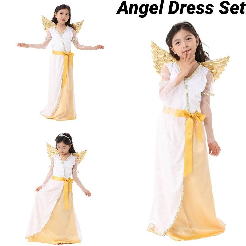 Princess Dress For Girls Elegant White Angel Costume For Children's Performances