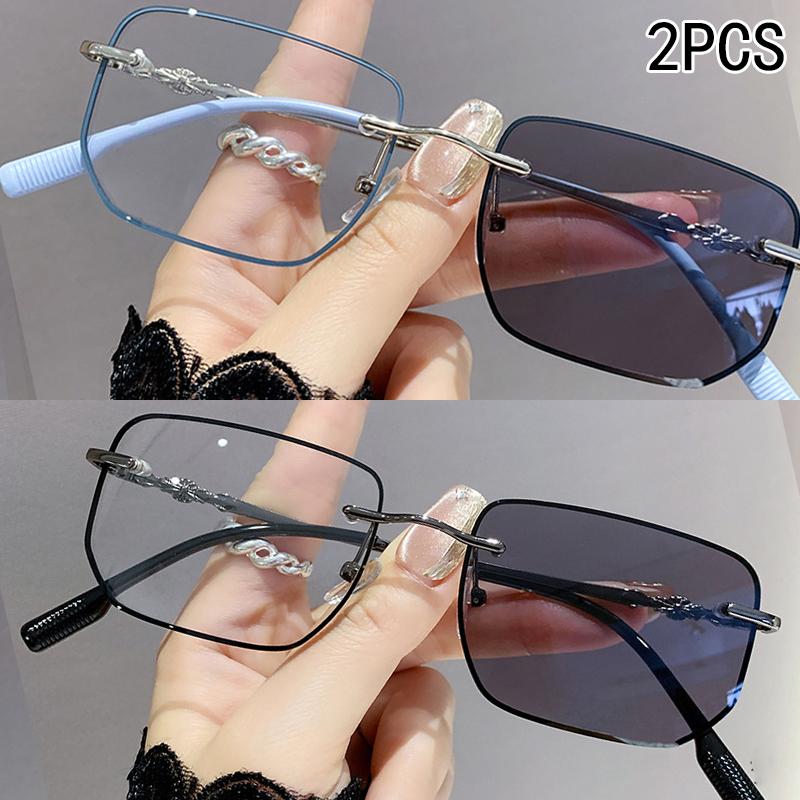 1PCS Photosensitive Color-changing Anti-blue Light Frameless Metal Frame Myopia Glasses for Students 3325