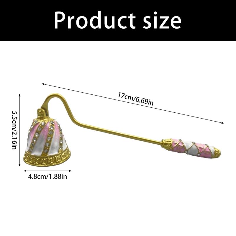 Antique Metal Candle Extinguisher With Decorative Antique Enameled and Long Handle Wick Flame Snuffer For Household Use