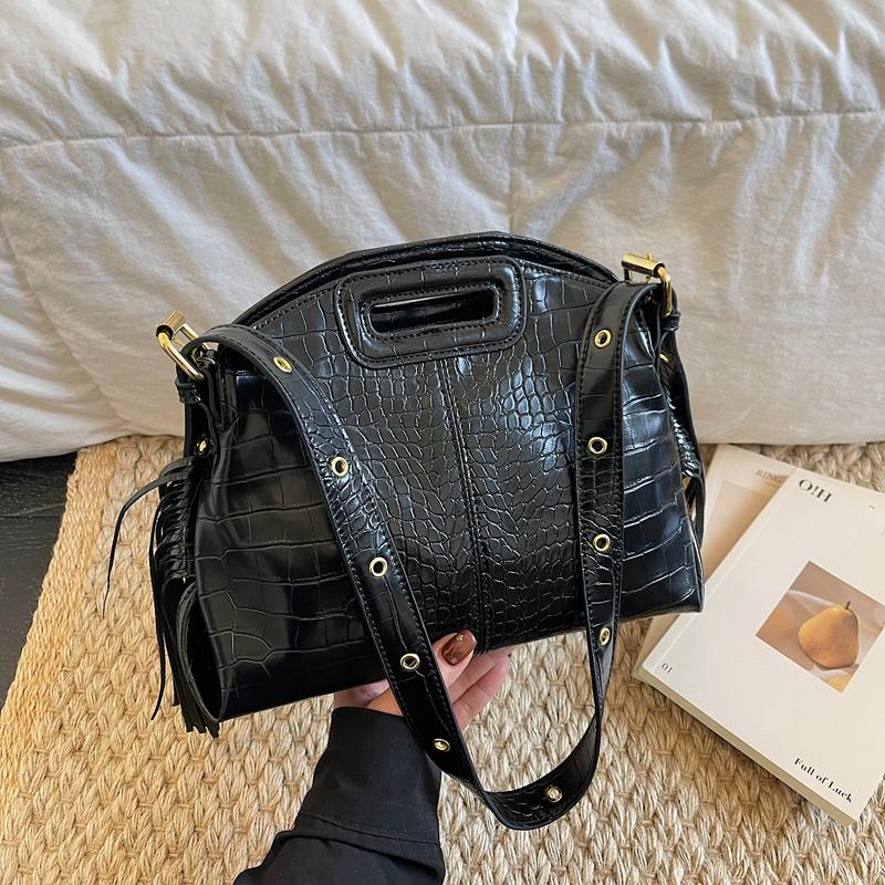 Fashion Commute Handbag Black Crocodile Leather Shoulder Bag Lady Designer Evening Clutch Bag Solid Color Pu Leather Sac A Main