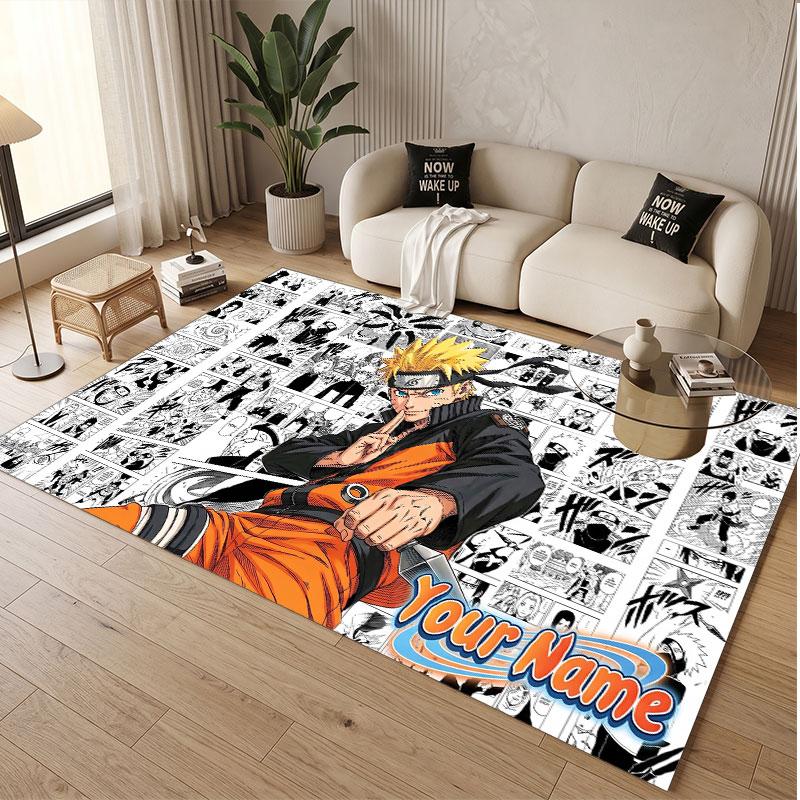 Custom Name Crystal Velvet Rug,Naruto Comfortable Anti Slip Floor Mat For Room Decoration
