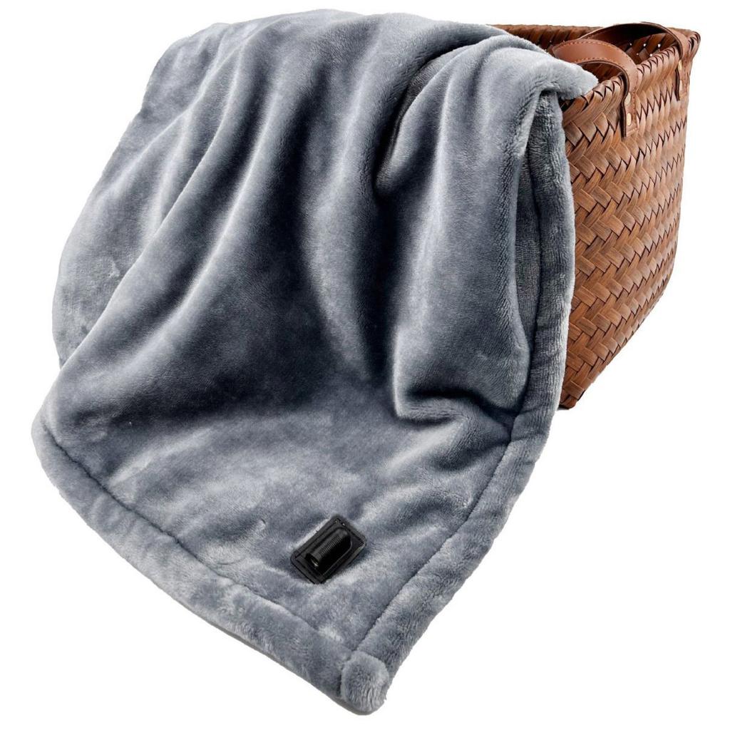 WarmSky Car Heated Blanket 40×30inch 100*75CM Plush Flannel Electric Throw with 9-Level Temperature Settings 8-Hour Auto