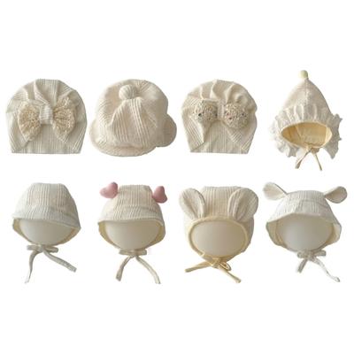Baby Girls Princess Hat with Ear Protections, Newborn Lace Bonnet 0-12 Months Infant Beanie Cap Head Wrap Shower Gift