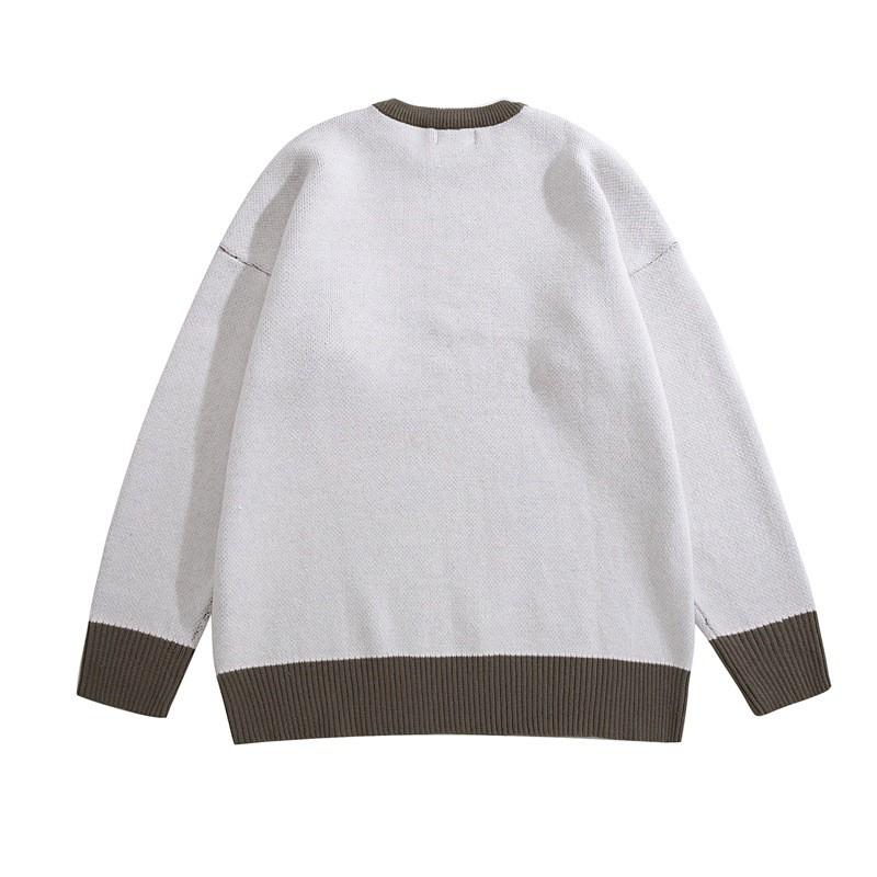 Unisex Streetwear Knit Sweater With Heart Flame Motif - Soft Breathable Loose Fit Winter Pullover Teens
