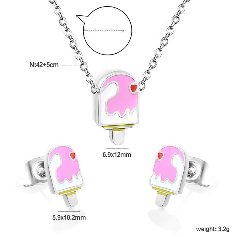 

Stainless Steel Drip Oil Necklace Earrings Set Bohemian Style, Suitable for Cute Romance, Party Zircon, Birthday Gifts
