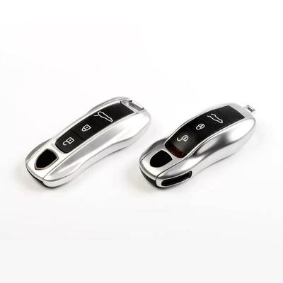 Car Key Case Rhodium Silver Remote Control Protective Shell for Porsche Panamera Macan Cayenne 911 718 Taycan Boxster Cayman