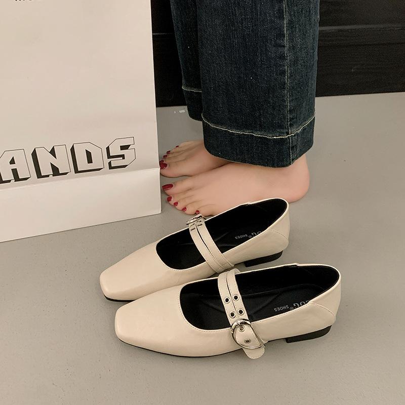 

Mary Jane Shoes Children s New Spring and Summer Flat Bottom One-word Belt Single Shoes with Skirt Small Leather Shoes 35 бежевый