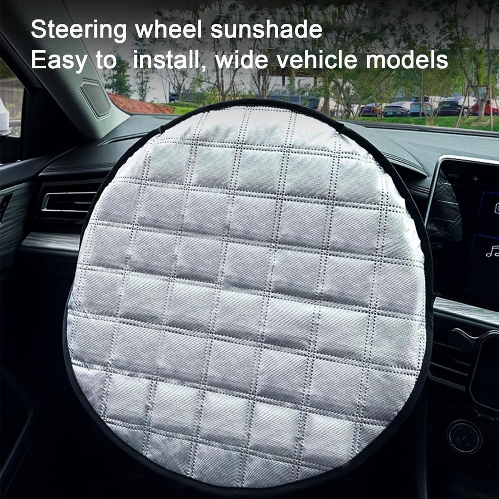 Car Steering Wheel Sun Cover 43cm Aluminum Foil Folding Cooling & Heat Insulation Shield Sunscreen Cover Car Interior for Summer