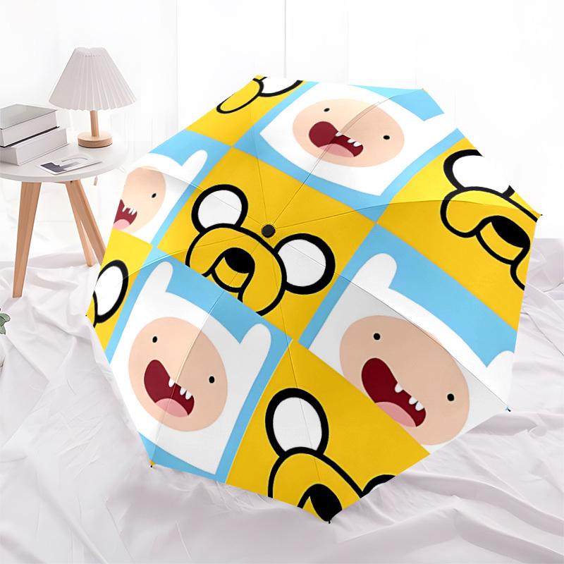 1pc Adventure Time Characters Automatic Folding Umbrella, Compact 8-Rib Design, Durable Plastic & Iron, Lightweight for Outdoor Daily Use, A0929143