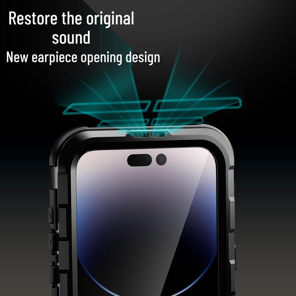 iPhone 15 Pro Red Pepper Waterproof Metal Case: Pressure-Resistant, Easy-Use Protective Diving Cover