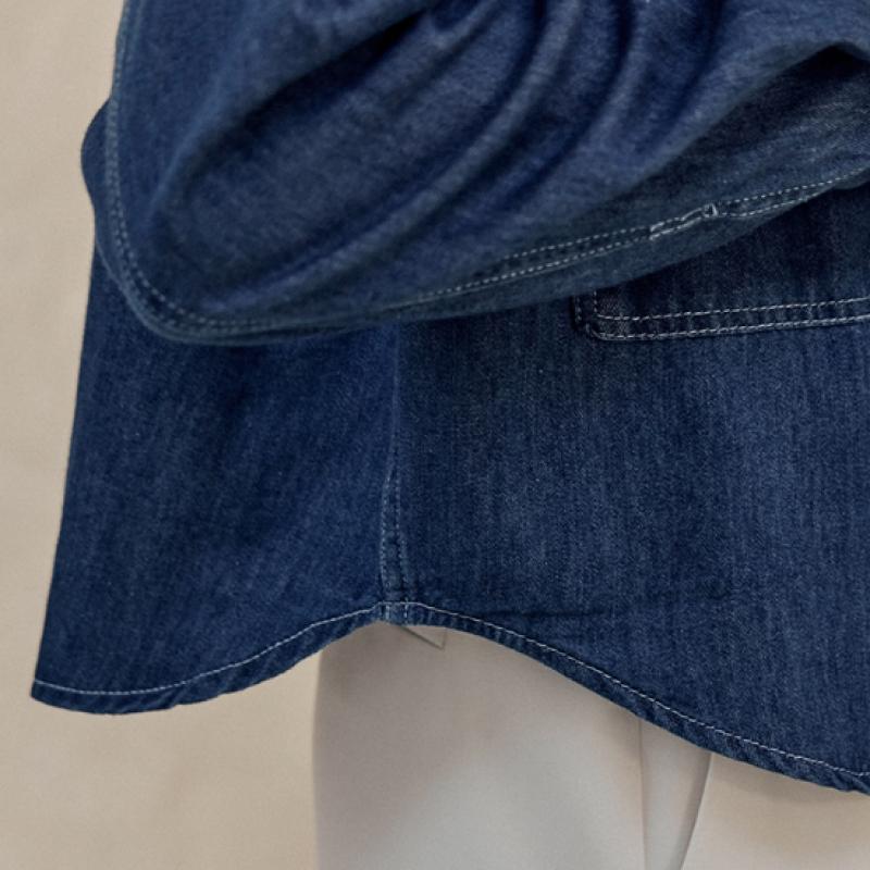 MAXZA Flap Pocket Crop Denim Shirt Zd04qb001on