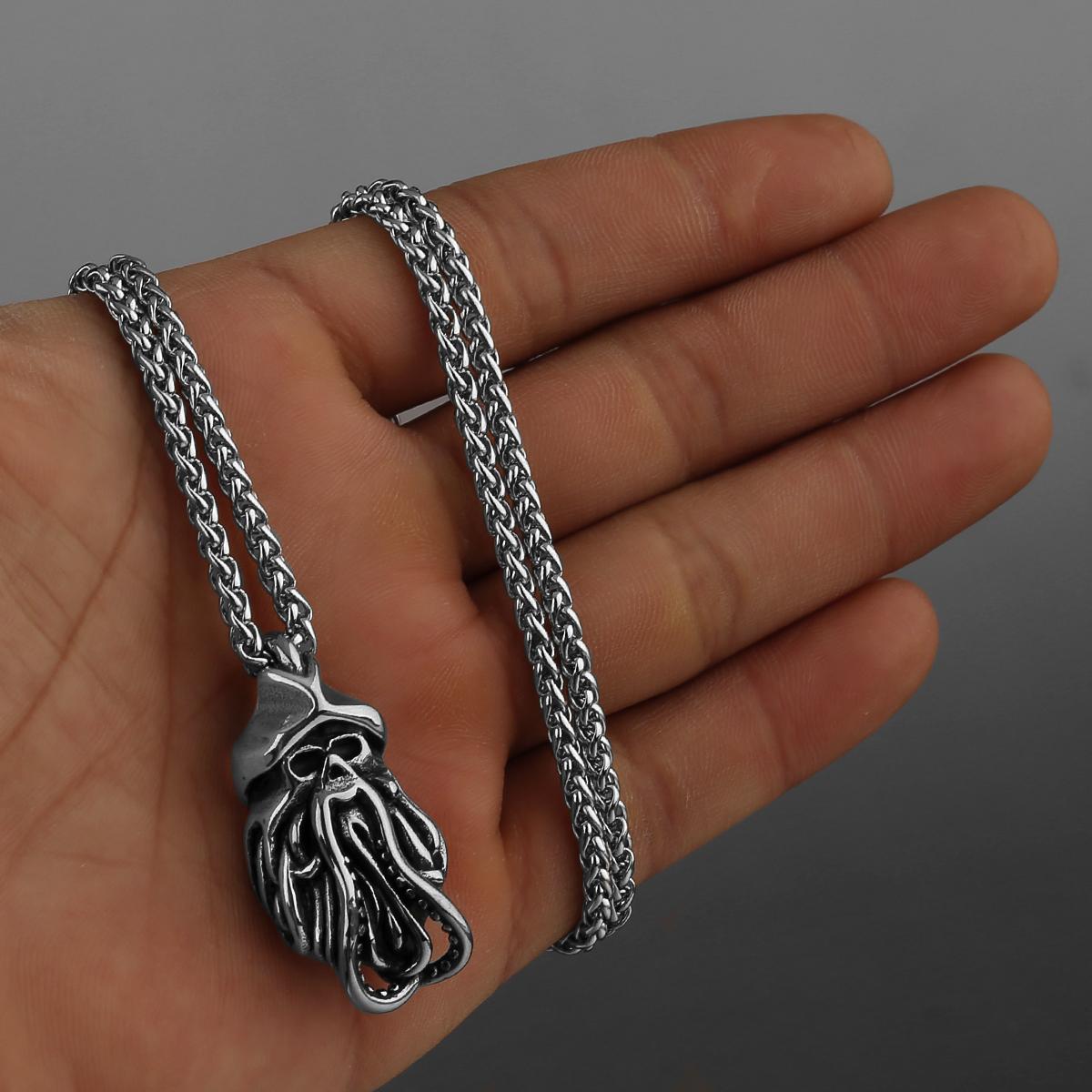 

1/361L Stainless Steel Pirates Of The Caribbean Captain Octopus David Jones Pendant Necklace For Men Women chainless