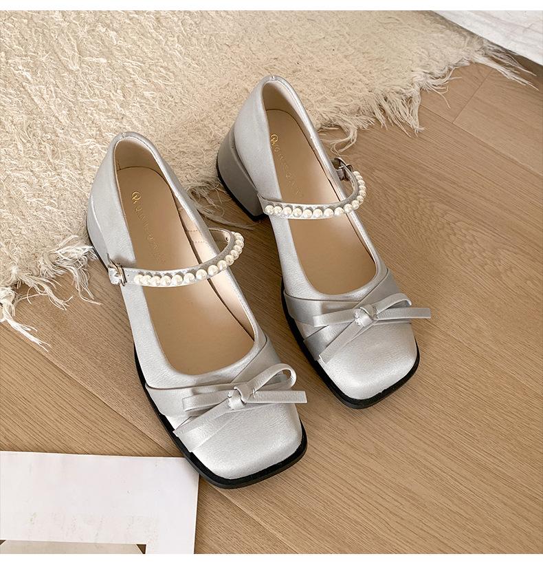 

Fashion temperament retro square head light mouth thick heel single shoes women s 2025 new spring and autumn skirt French Mary Jane shoes 40 синій