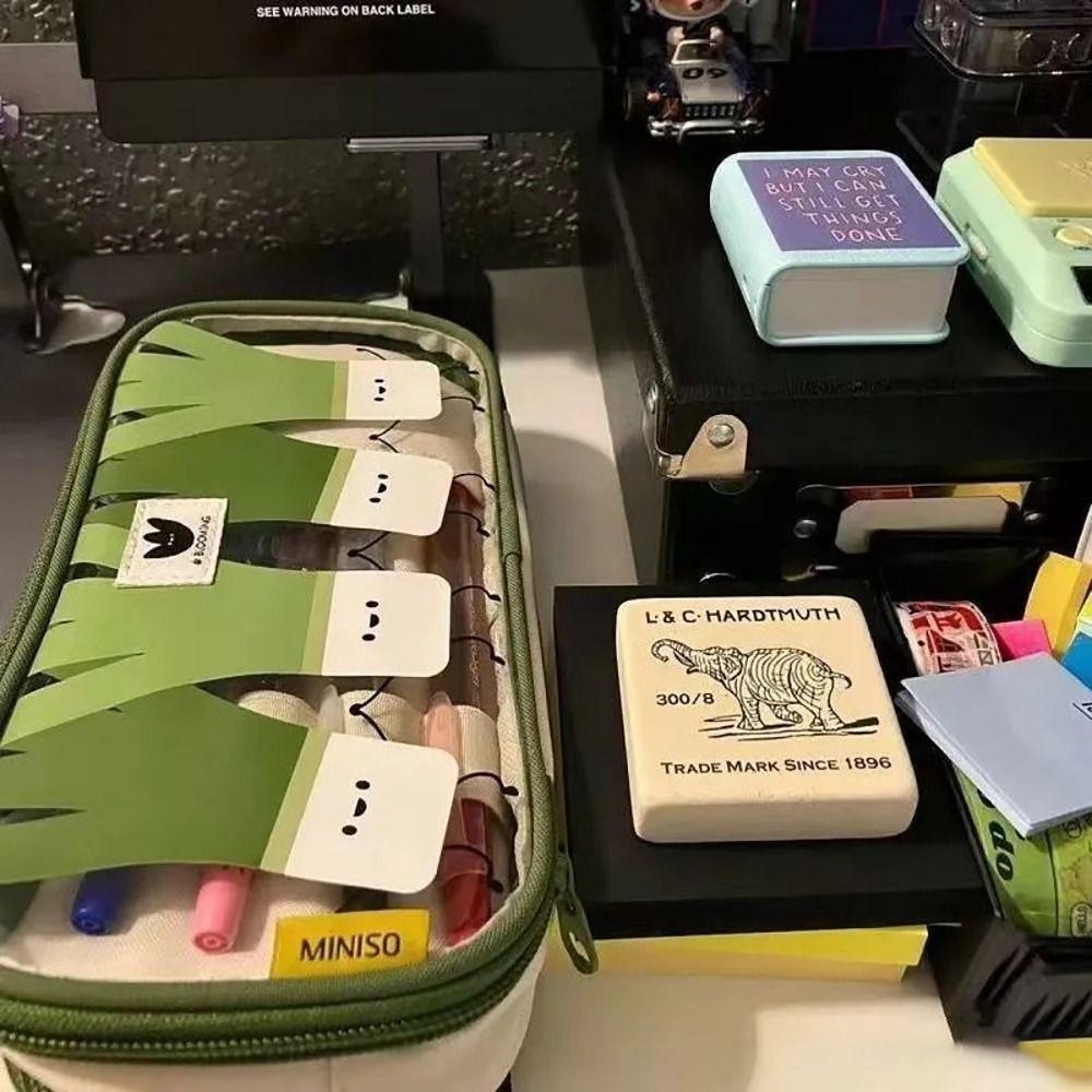 

2 Layers Pen Bag Multi-functional Stationery Storage Pouch Simple Pencil Case for Student Gift прозорий