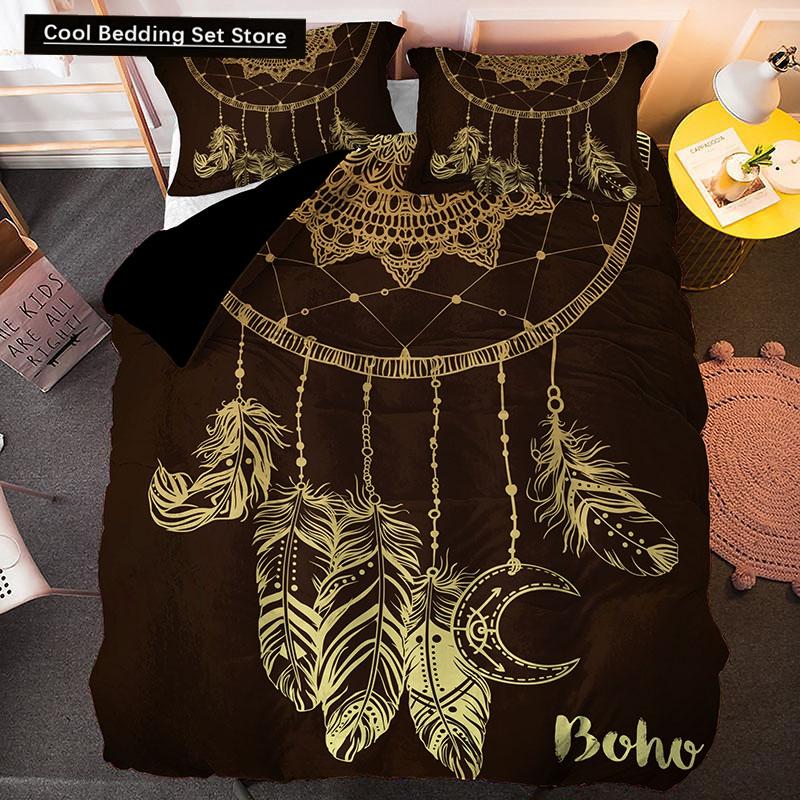 Traumfänger Elch Königin Bettbezug Böhmischer Stil Schmetterling Bettwäscheset für Teenager Mädchen Frauen Ziege Weiß 2/3-teiliger Bettdeckenbezug