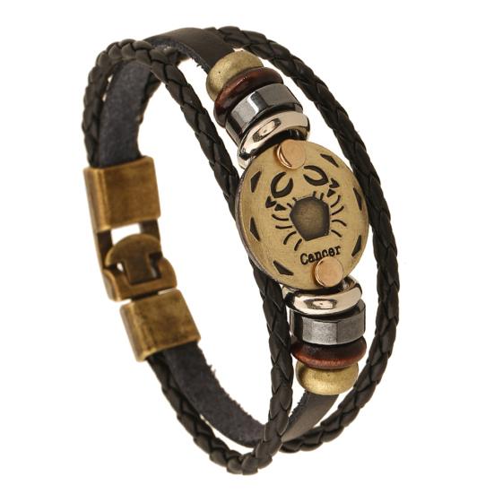 12 Constellations Multi-layer Braided Faux Leather Bracelet Bangle Jewelry Gift