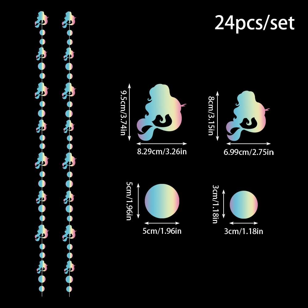 

24 шт. Радужная бумага Русалка Ракушка Морская звезда звезда Гирлянда Тема Подводный мир Вечеринка в честь дня рождения Русалки Подвесной стример Декор