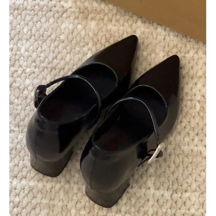 Not tired feet! Thick heel pointed tip 2025 autumn new nude high heels light mouth casual Mary Jane shoes single shoes women