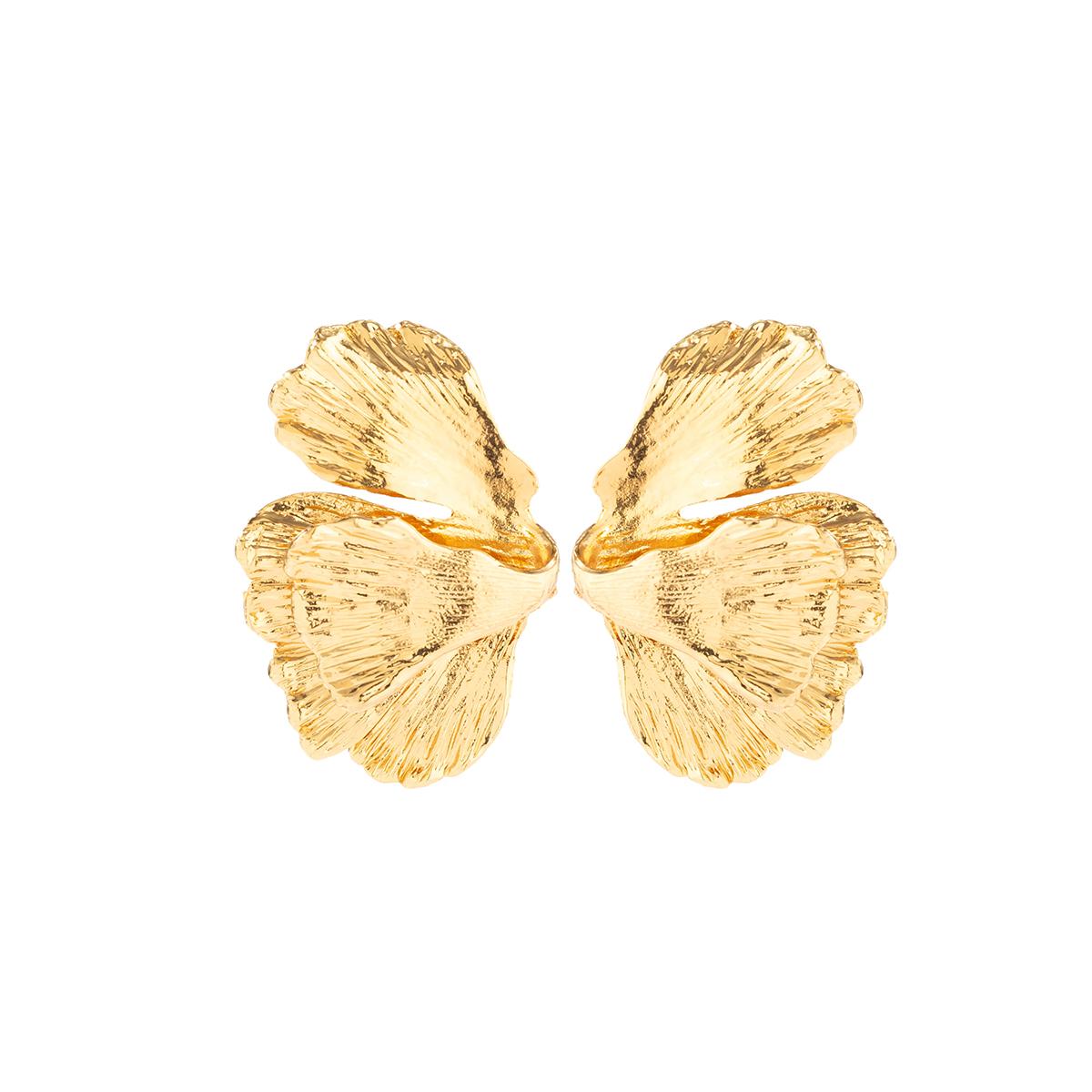 

Goth Geometric Metal Petal Flower Stud Earrings for Women Fashion Statement Trendy Gold Color Piercing Earrings Y2K Accessories