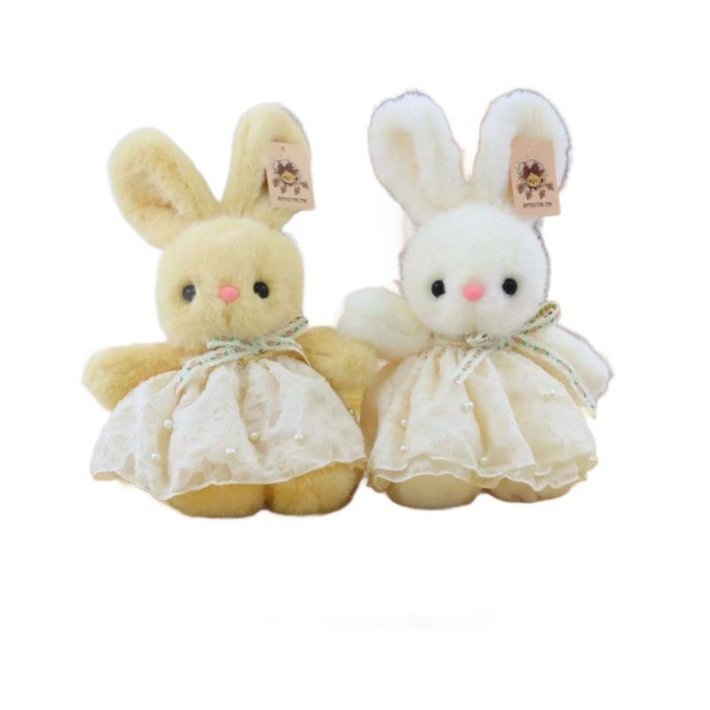 Cute Little White Rabbit Plush Toy Floral Skirt Rabbit Doll Grab Machine Doll Girl Birthday Gift
