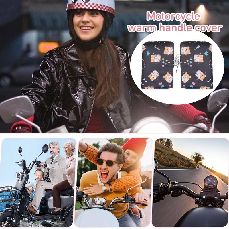 Motorcycle Handlebar Muffs Windproof Mittens Hand Warmer Gloves Corgi Dog Pattern Winter Snowmobile Hand Muffs Hand Warmers