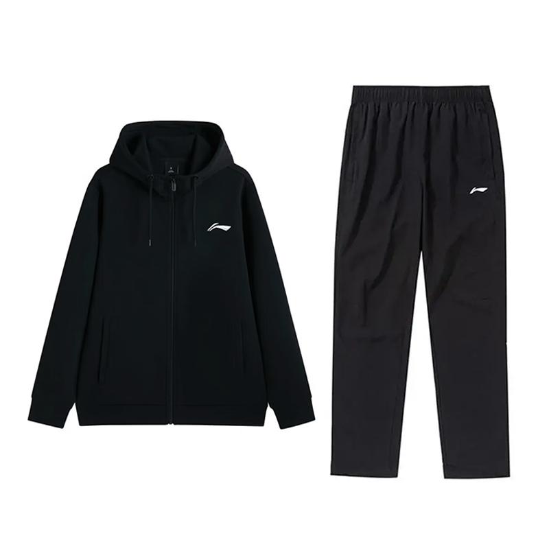 

Li-Ning Minimalist Fashion Solid Color Cotton Soft Comfortable Versatile Hooded Long Sleeve Sweatshirt Casual Sports Suit AWDVP47-2+AYKU70C-1 XL