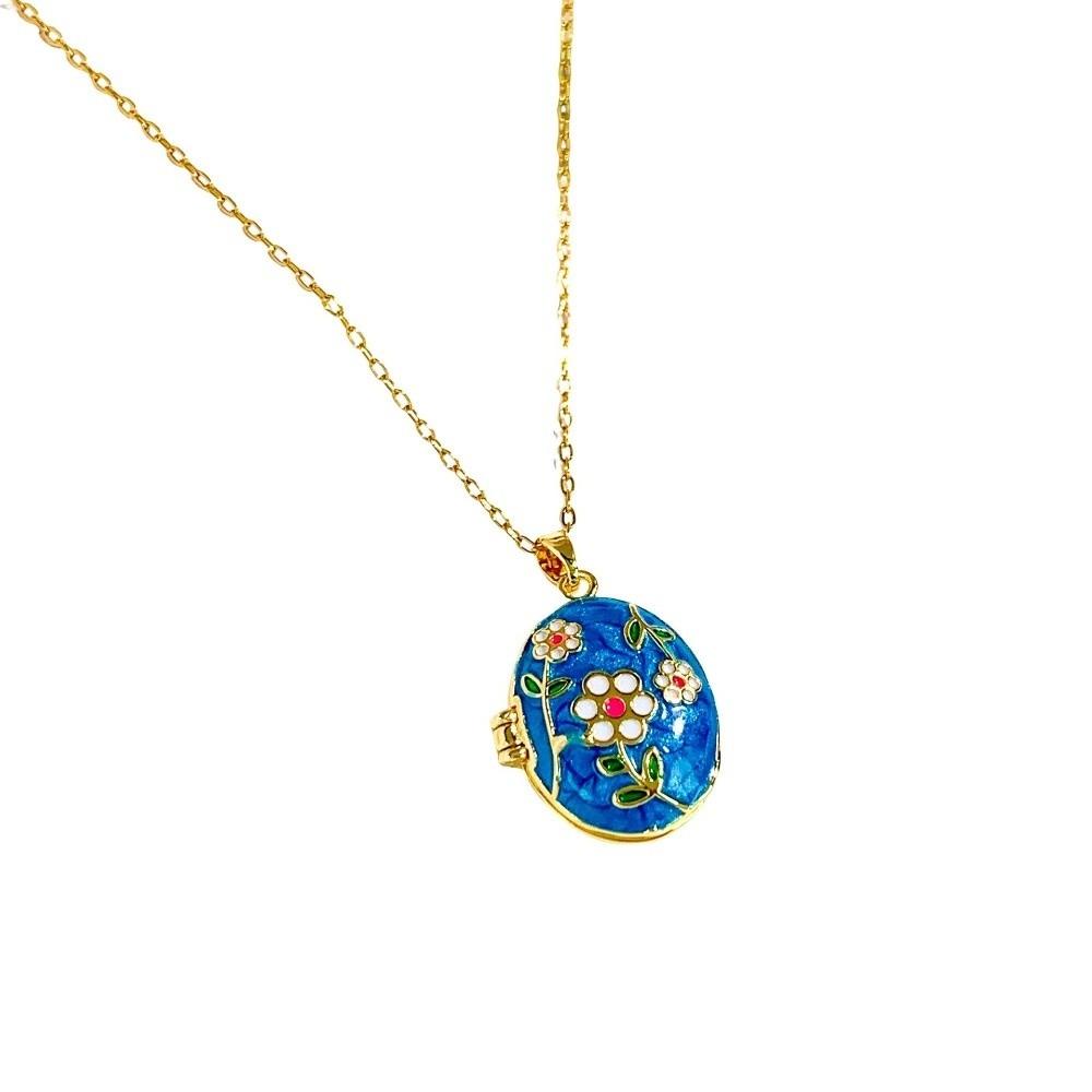 Titanium Steel Photo Locket Pendant Necklace Non-Fading Vintage Enamel Necklace For Women