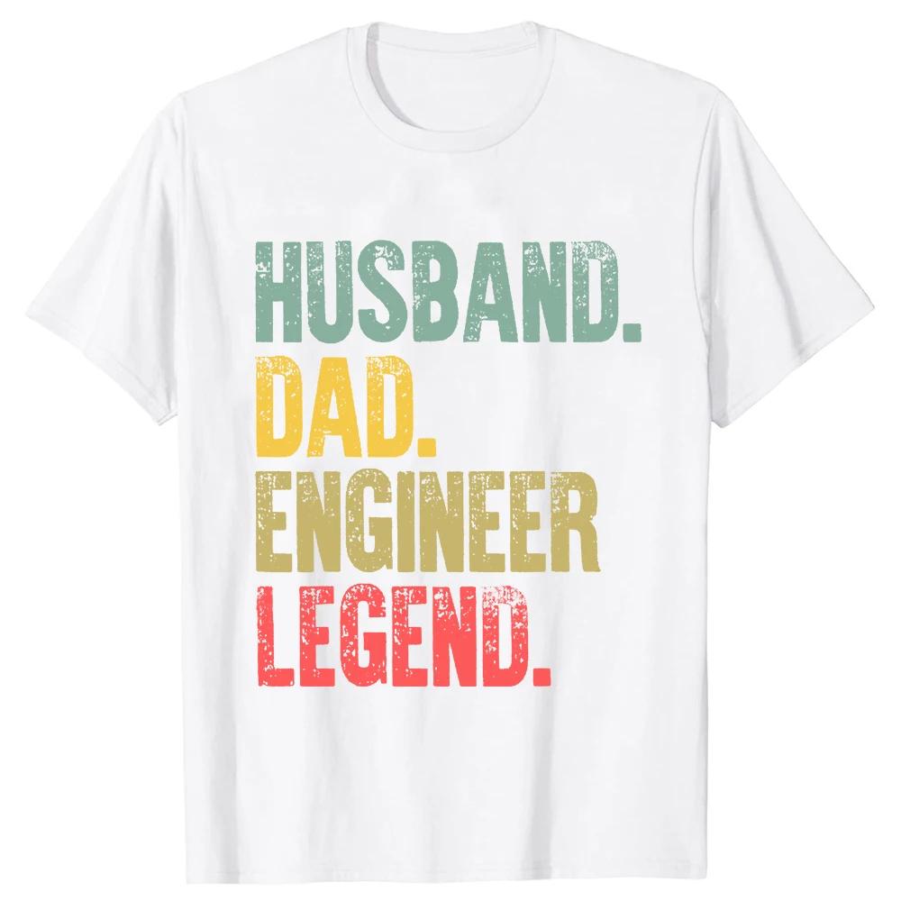 Lustiges Ehemann Papa Ingenieur Legendär Vintage T-Shirt Muster Vintage Street Kurzarm Vatertagsgeschenk T-Shirt für Männer Oberteile