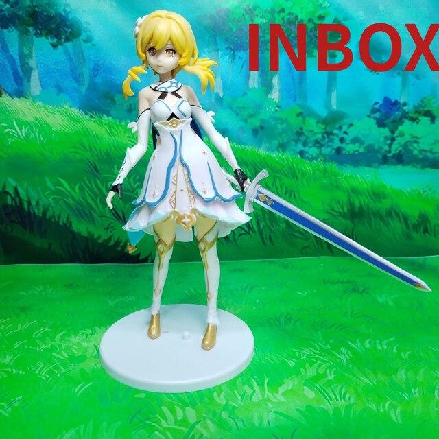 New 19cm Anime Genshin Impact Figure Barbara Aether Lumine Pvc Action Figure Collectible Decoration Collection Doll Toys