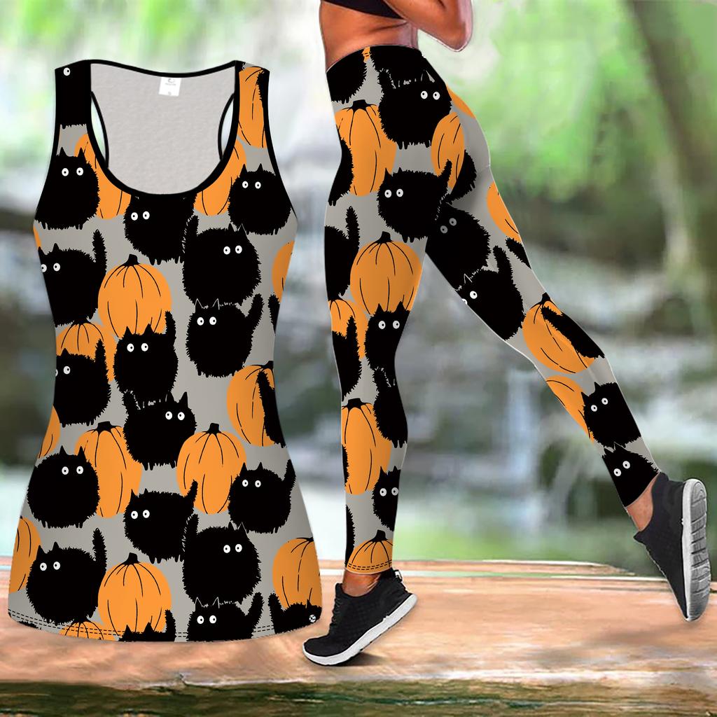 Halloweensky potlač Joga outfit pre ženy Módne legíny na cvičenie Fitness Športový neformálny joga set Športový oblek