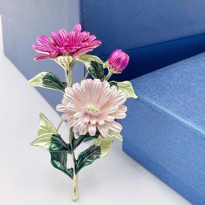 Elegant Rose Flower Brooch with Diamond Pin and Oil Drop Alloy – European and American Design