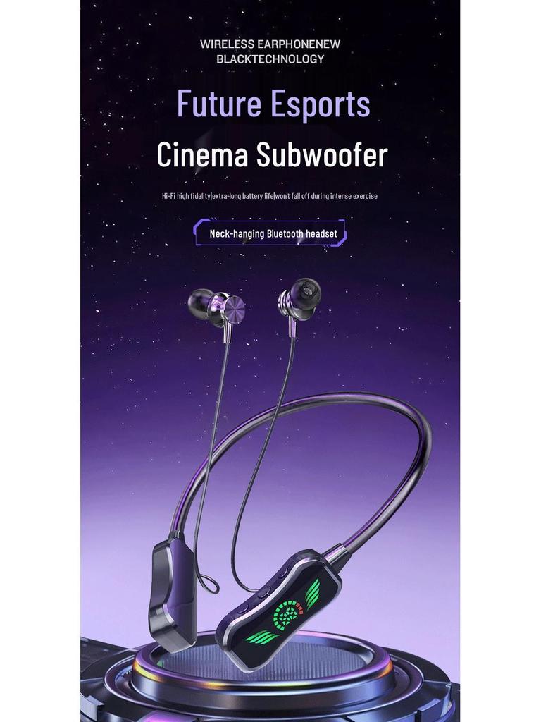 Ultra-Long Battery Life Bluetooth Neckband Headphones: High-Quality Sound, Dual-Mode, Universal for Live Streaming & Sports.