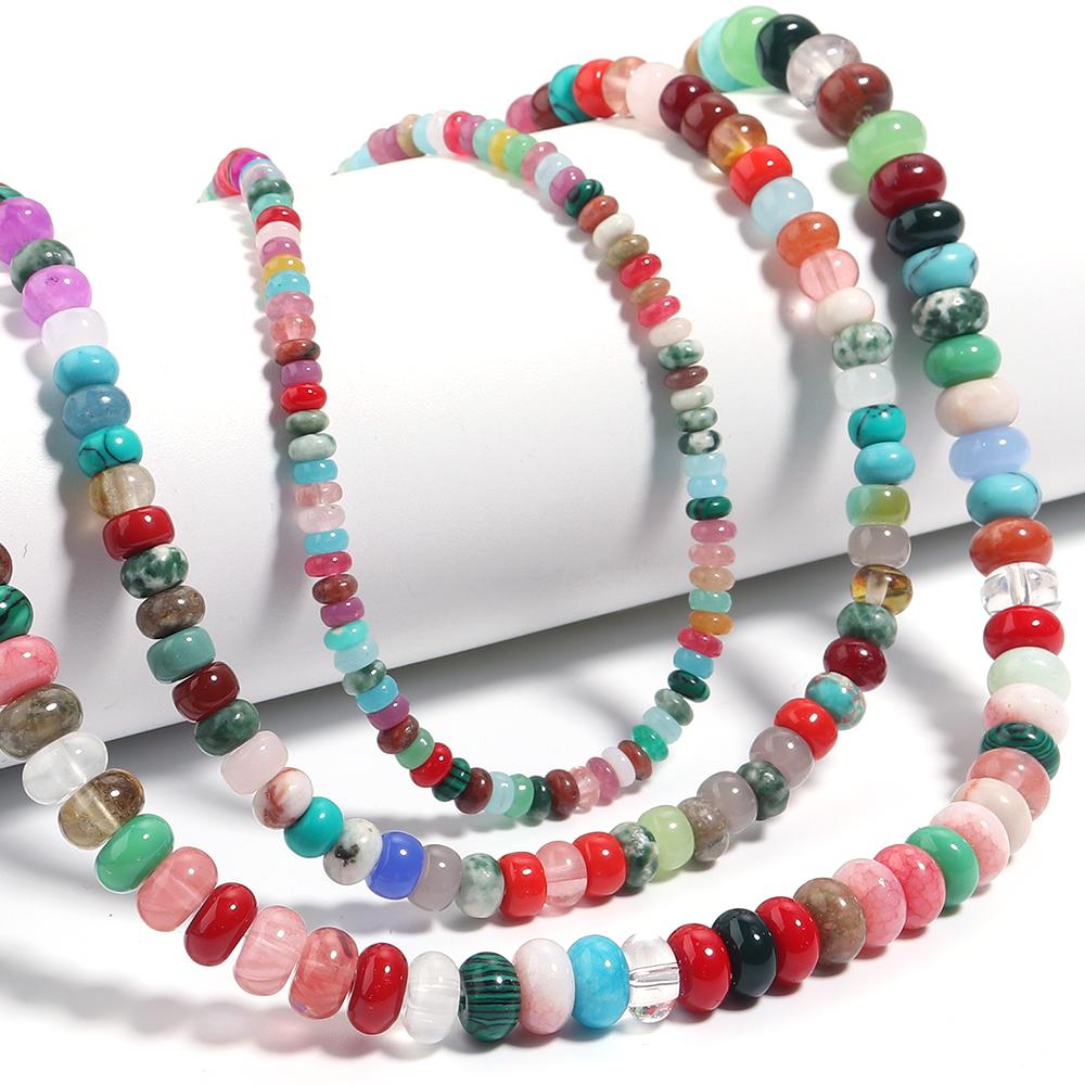 1 Strang 4/6/8mm Natursteinperlen Bunte Abakusform Lose Perlen Für Schmuckherstellung DIY Bastelarbeiten Armbänder Halsketten Zubehör