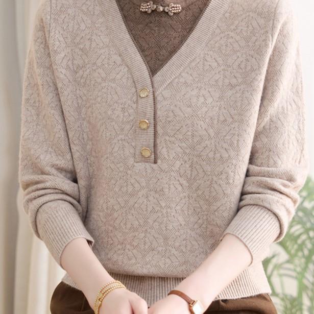 

Mom s Warm Velvet Qipao Collar Sweater – 2025 New Style for Autumn & Winter 2XL (105-120 Jin) - Ships in 3 Days
