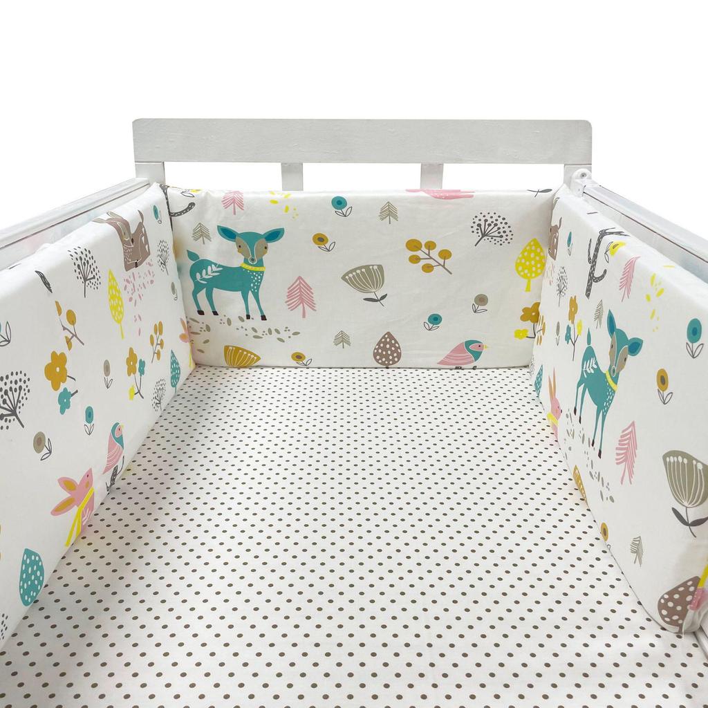 Cotton Baby Anti-Collision Crib Bumper Pad - Removable & Washable, Anti-Pinch Design for Newborns