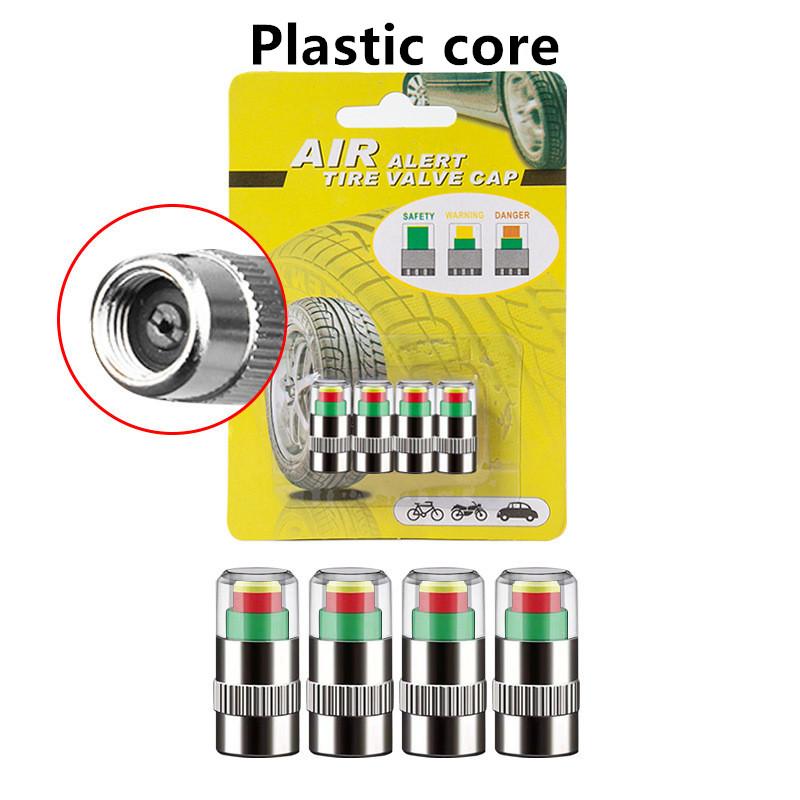 4pc Car Tire Pressure Test Cap High Precision Copper Core Auto Monitor 3 Color Eye Tire Pressure Indicator Valve Automobile Part