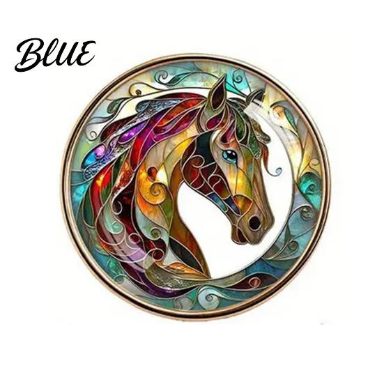 Art Pin Horse Brooch Metal Edging Stained Glass Texture Artistic