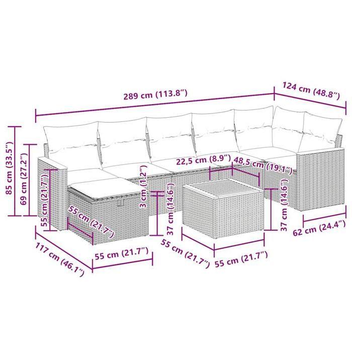 VidaXL Salon de jardin 8 pcs avec coussins noir résine tressée 3325934
