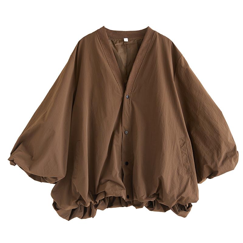 DIMANAF 2025 Plus Size Autumn Winter Women Trench Coat Long Sleeve Jackets Casual Loose Outerwear