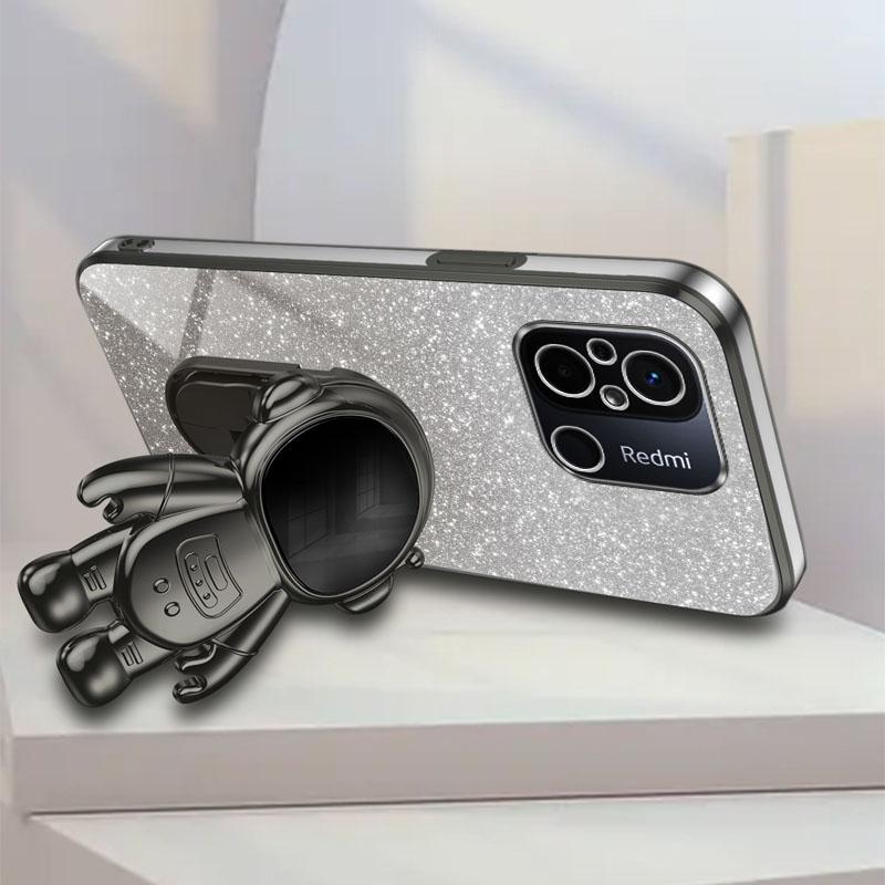 For Xiaomi Redmi 12C 4G PC+TPU Phone Shell Case Anti-scratch Phone Cover with Astronaut Kickstand