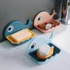 1pc Cute Whale Shaped Soap Box, Removable, Washable, Drainable Soap Rack, Bathroom Organizer, Wall Mount Decorative Soap Holder